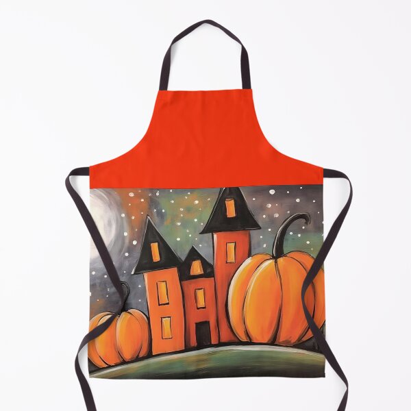 Item preview, Discover Towering Halloween Houses and Cheerful Pumpkins Beneath a Starry Moon designed and sold by OlfactoART Studio.