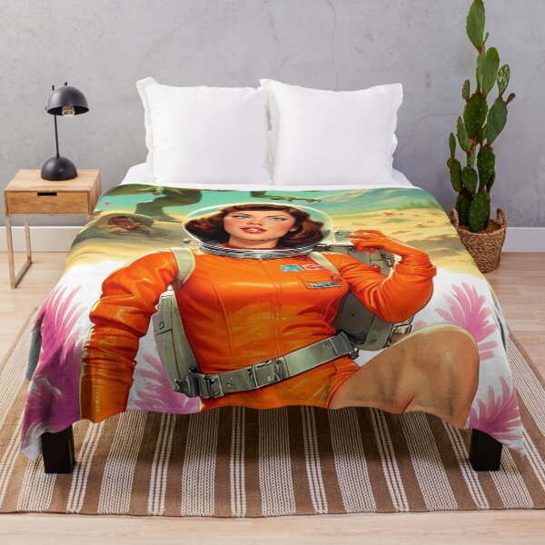 Artikelvorschau, Kopie von Astronauten Frau begegnet den Retro Weltraum Dinosaurier entworfen und verkauft von she-devil-shirt.
