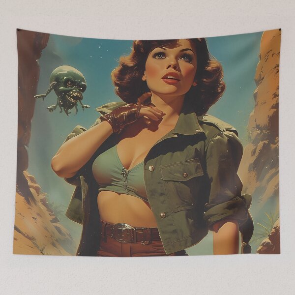 Artikelvorschau, Die Archäologin begegnet den Retro Weltraum Dinosaurier entworfen und verkauft von she-devil-shirt.