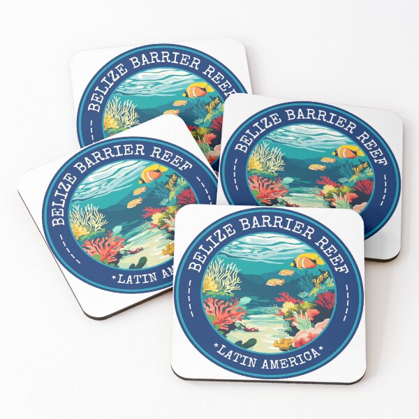 Item preview, Belize Barrier Reef in Latin America, Vintage Travel Art Circle Emblem designed and sold by MaateoDesign.