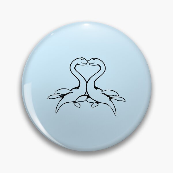 Item preview, 2 Plesiosaur Dinosaur Love Heart Dino Couple Kissing designed and sold by shirt-o-mat.