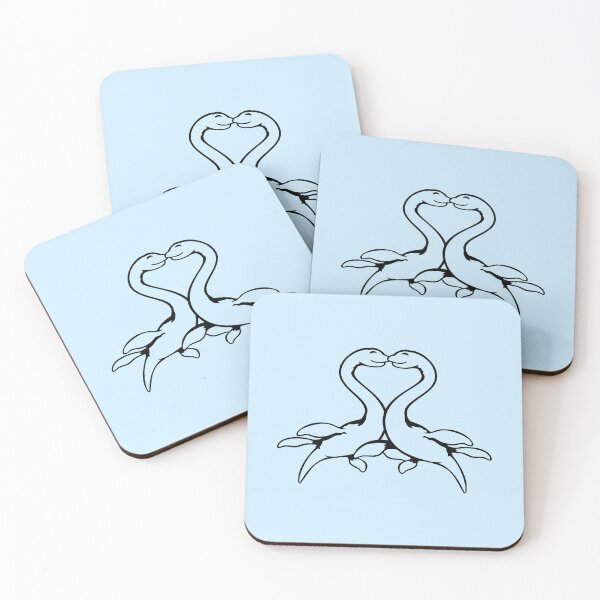 Item preview, 2 Plesiosaur Dinosaur Love Heart Dino Couple Kissing designed and sold by shirt-o-mat.