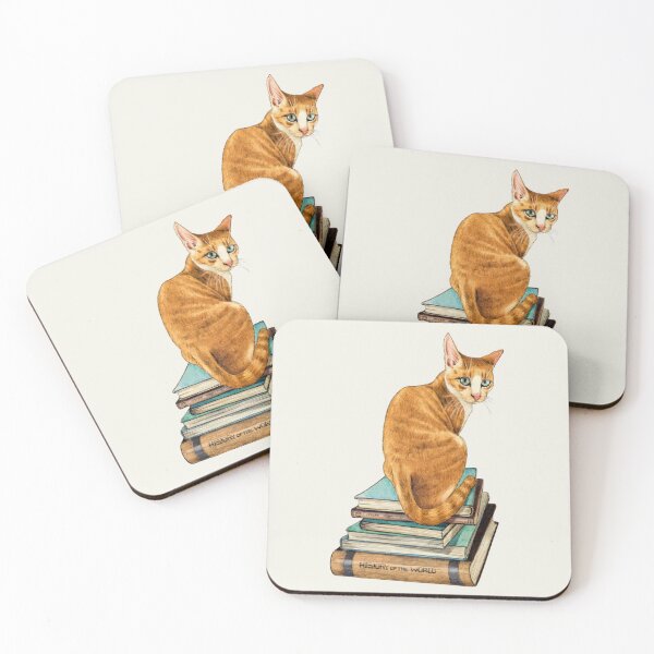 Item preview, Orange Cat Sitting on BOOKS, Smart Cat, Drawing designed and sold by JoyfulWhimsy.