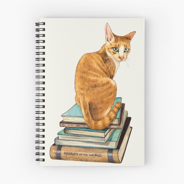 Item preview, Orange Cat Sitting on BOOKS, Smart Cat, Drawing designed and sold by JoyfulWhimsy.
