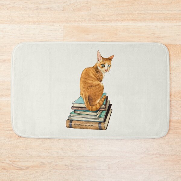 Item preview, Orange Cat Sitting on BOOKS, Smart Cat, Drawing designed and sold by JoyfulWhimsy.