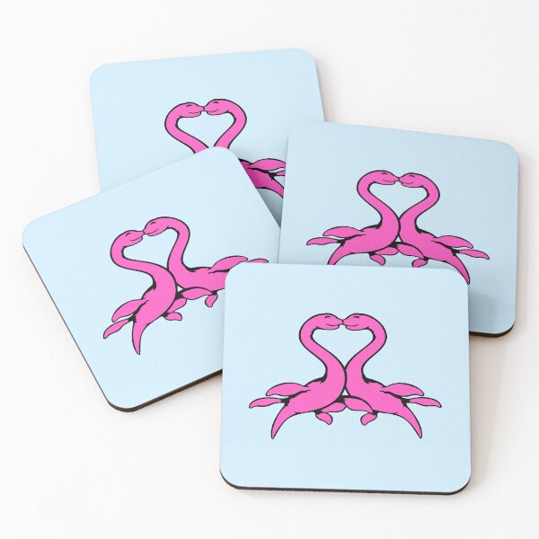 Item preview, 2 Plesiosaur Dinosaur Love Heart Dino Couple Kissing designed and sold by shirt-o-mat.