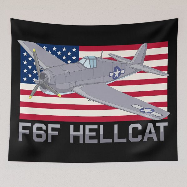 Item preview, F6F Hellcat WW2 American Plane Patriotic USA Flag  designed and sold by MilitaryMart.