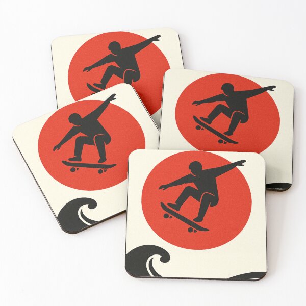 Item preview, Minimalist Skateboard Poster – Red Sun Japanese Style designed and sold by Pink & California.