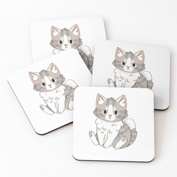 Item preview, Grey Tabby and White Cat Kawaii Illustration  designed and sold by casserolepets.