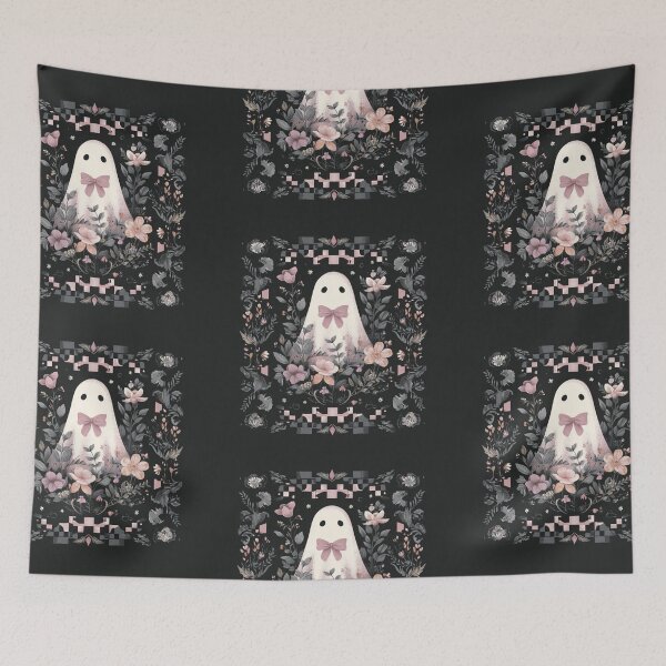 Item preview, Ghost with checker board and flowers designed and sold by MendaciousMina.