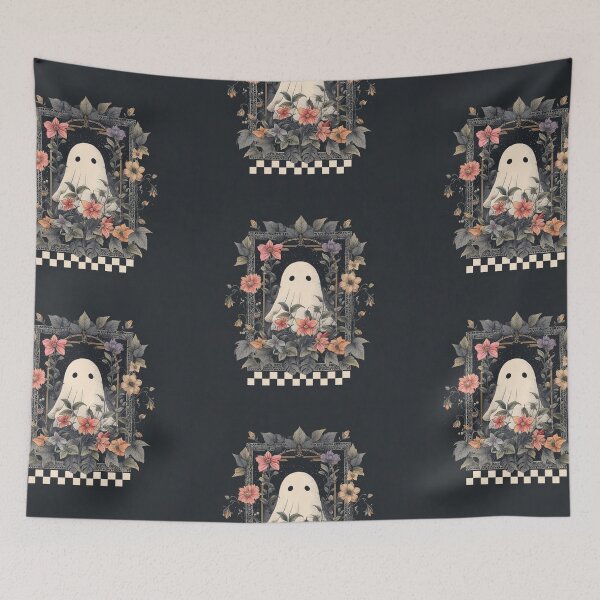 Item preview, Ghost with checker board and flowers designed and sold by MendaciousMina.