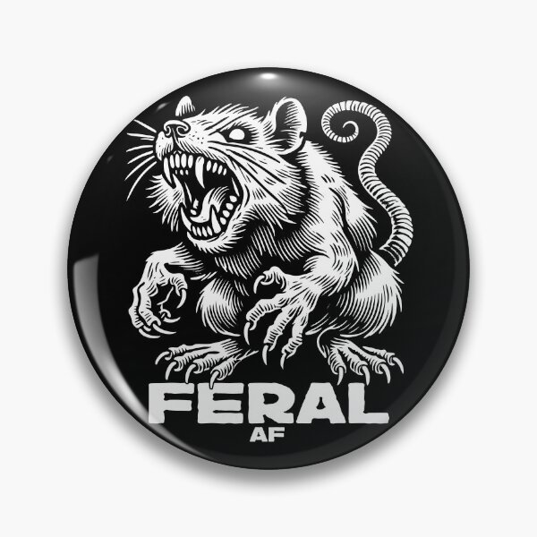 Artikelvorschau, Feral AF Savage Rat – Vintage Holzschnitt Punk Streetwear Grafik entworfen und verkauft von Victor Shadehorn.