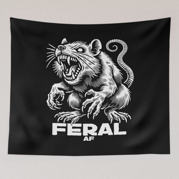 Item preview, Feral AF Savage Rat – Vintage Woodcut Punk Streetwear Graphic designed and sold by Victor Shadehorn.