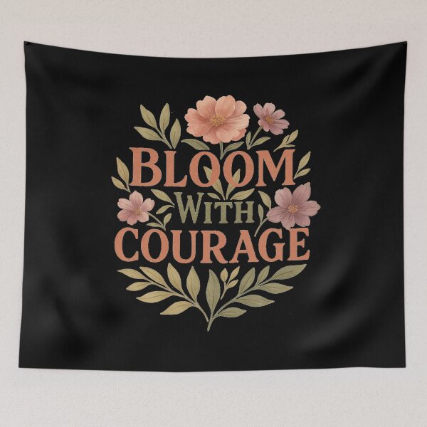 Item preview, Bloom With Courage – Inspirational Floral Typography Art designed and sold by jolille.