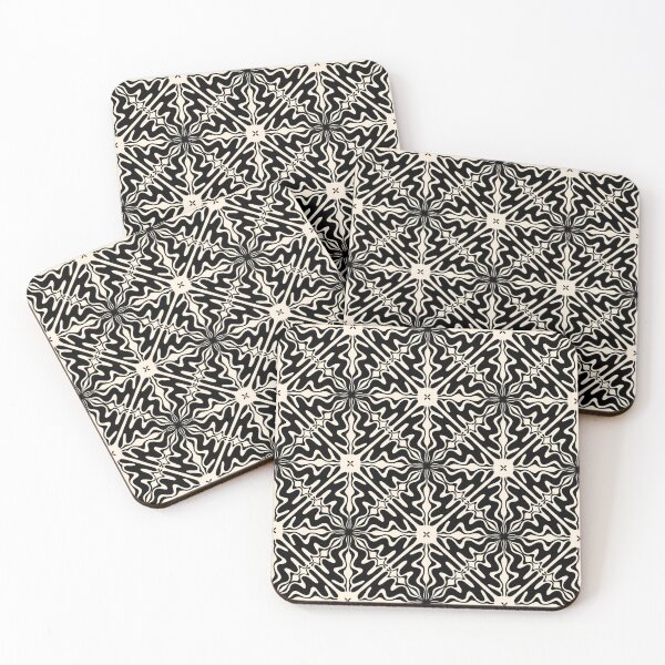 Item preview, Murcia Spanish Tile Pattern in Black and Almond Cream designed and sold by kierkegaard.