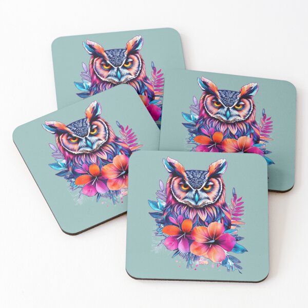 Item preview, Vibrant Floral Owl – Colorful Wildlife with Exotic Blooms designed and sold by Naturalite19.