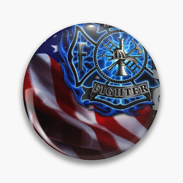 Item preview, Firefighter emblem with american flag and flames t-shirt designed and sold by Alex8536.