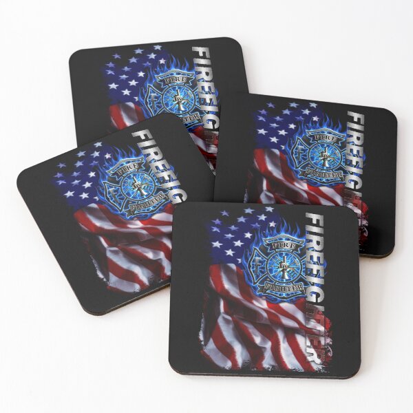 Item preview, Firefighter emblem with american flag and flames t-shirt designed and sold by Alex8536.