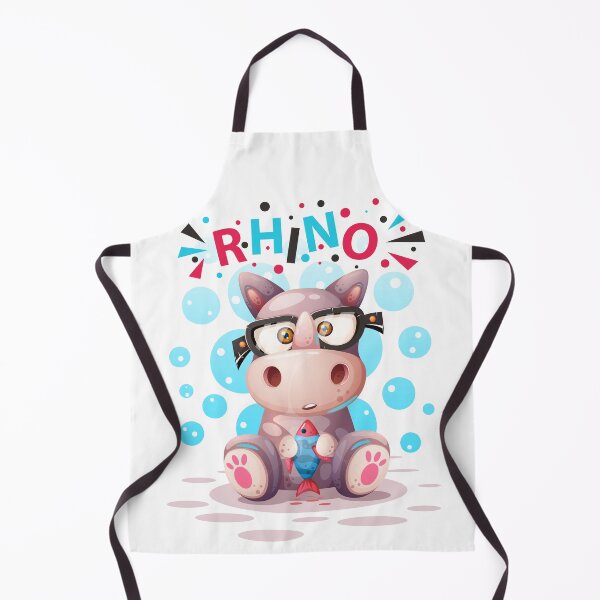 Item preview, A cartoonish rhinoceros, wearing glasses and holding a fish, is depicted in a vibrant, bubbly style. designed and sold by TakeOnline247.