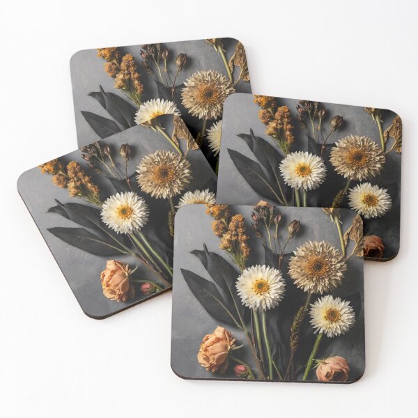 Item preview, Autumn Stillness – Dried Flower Bouquet on Grey designed and sold by EmeraldeaArt.