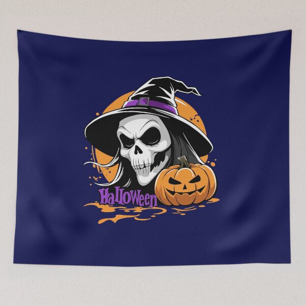 Item preview, Hallowen skull and pumpkin designed and sold by samandale.