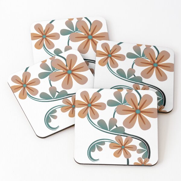 Item preview, Teal and Orange Flowers designed and sold by byautumnrain.