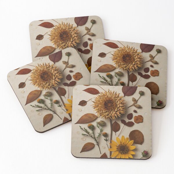Item preview, Pressed Memories – Dried Autumn Florals on Vintage Paper designed and sold by EmeraldeaArt.