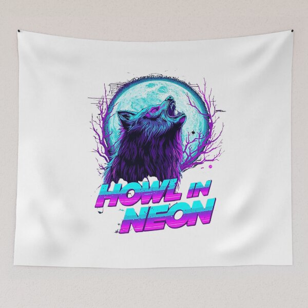 Item preview, Howl in Neon – Retro Synthwave Wolf Design designed and sold by Activity01.