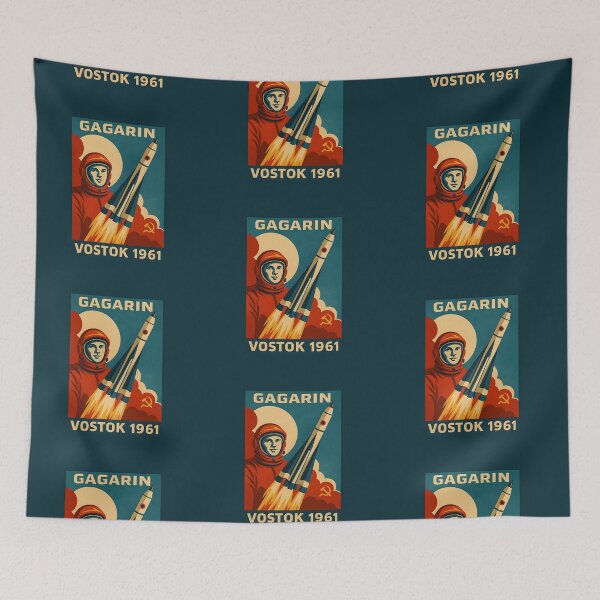 Item preview, Yuri Gagarin Vostok 1961 – Vintage Soviet Space Poster Tribute designed and sold by Psycho-Crazy.
