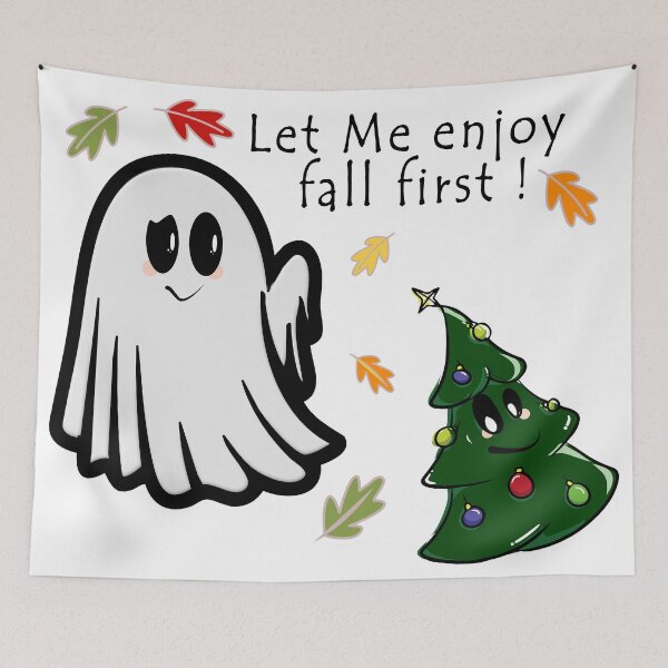 Item preview, Cute Ghost and Christmas Tree – Halloween Meets Christmas Design designed and sold by ForcePrint.