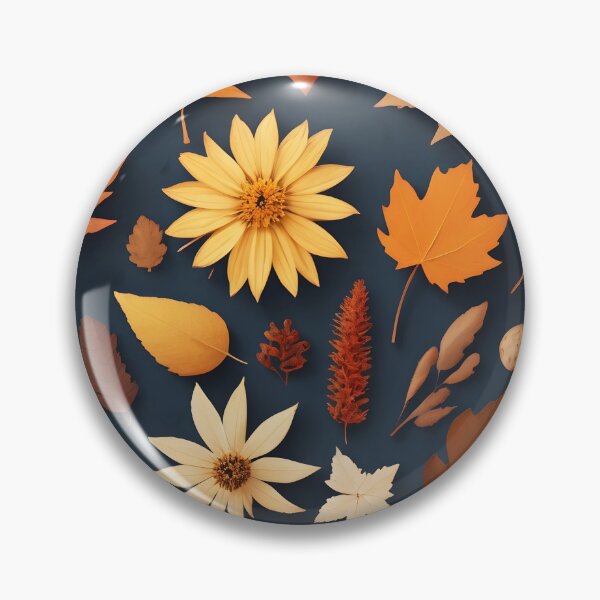 Item preview, Midnight Autumn – Leaves and Flowers on Deep Blue designed and sold by EmeraldeaArt.