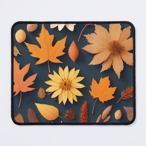 Item preview, Midnight Autumn – Leaves and Flowers on Deep Blue designed and sold by EmeraldeaArt.