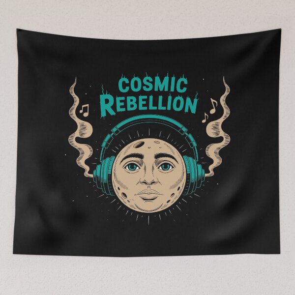 Item preview, Cosmic Rebellion – Psychedelic Moon with Headphones Music Design designed and sold by TipTop GFX.