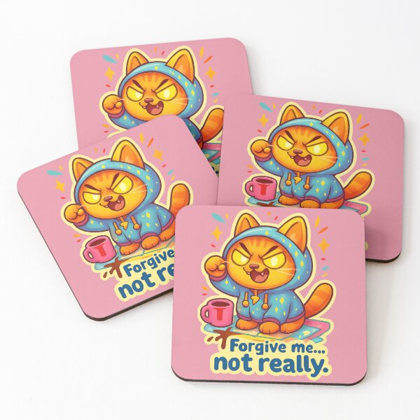 Item preview,  Angry Cat Sticker – “Forgive me… not really.” designed and sold by catastrocat.