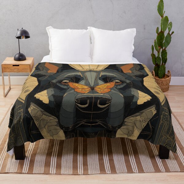 Item preview, German Shepherd Art Deco Portrait with Monarch Butterfly designed and sold by ArgentoArt.