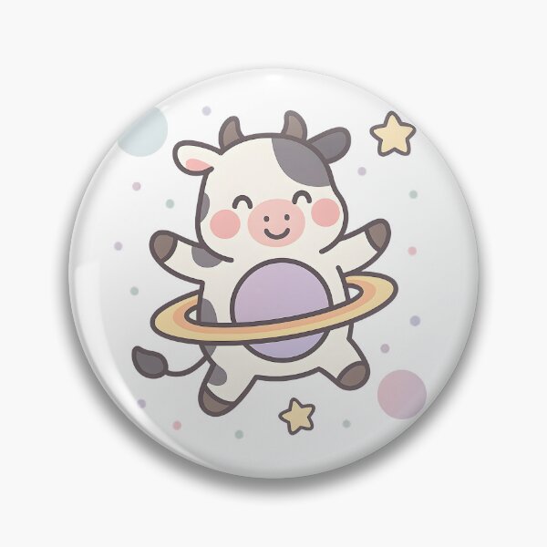 Item preview, Saturnita Cow – Cute Cartoon Space Cow with Saturn Rings Sticker designed and sold by KawaiiOrbit.