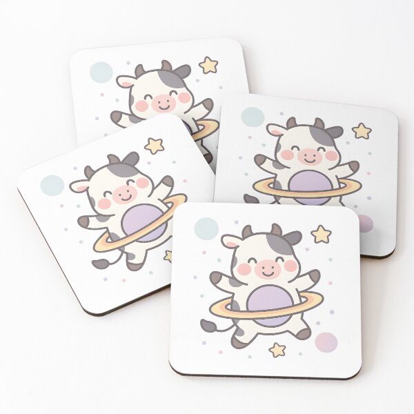 Item preview, Saturnita Cow – Cute Cartoon Space Cow with Saturn Rings Sticker designed and sold by KawaiiOrbit.