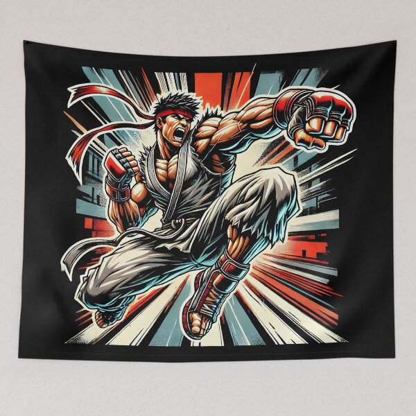 Item preview, Powerful martial arts fighter in action comic-style. designed and sold by The-T-In-Retro.