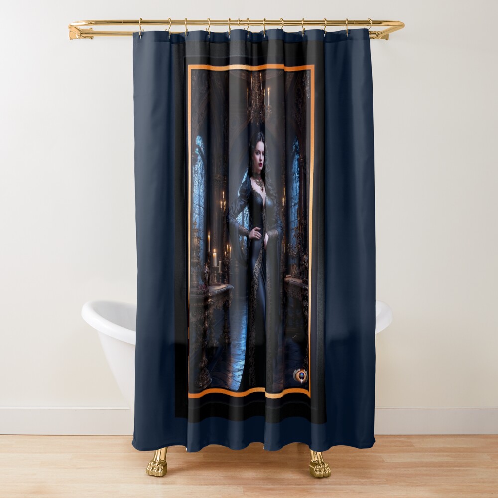 A Stunning Gothic Vision Of The Obsidian Empress Stunning AI Concept Art by Xzendor7 Decorative Art Print Shower Curtain