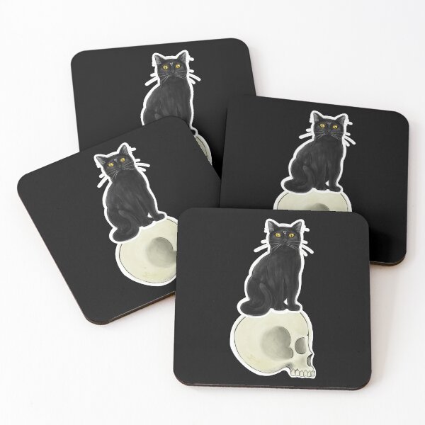 Item preview, Black Cat with Skull designed and sold by MetalTea.