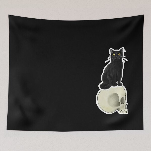 Item preview, Black Cat with Skull designed and sold by MetalTea.