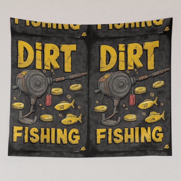 Item preview, Dirt fishing with a fishing reel and gold coins. designed and sold by Piotrek0001.