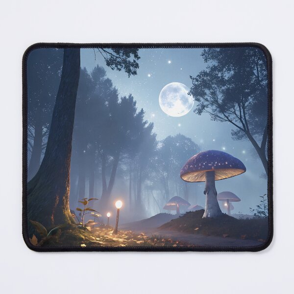 Artikelvorschau, Mondscheinzauber: Fotorealistische Riesenpilze im mystischen Wald entworfen und verkauft von TrendThreadsfor.