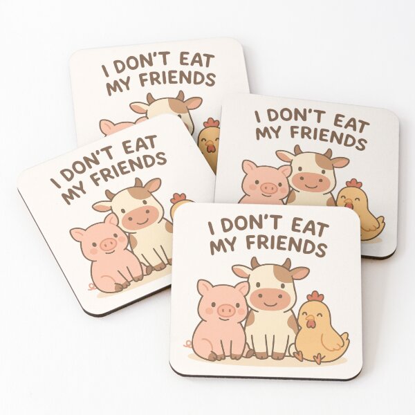Item preview, I Don’t Eat My Friends Go Vegan Plant Based Pigs Cows Chickens Factory Farming designed and sold by Annika Shurafa.