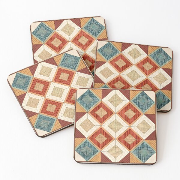 Item preview, Geometric Patchwork Quilt Pattern – Diamond Block Design in Earthy Tones designed and sold by aminz4.