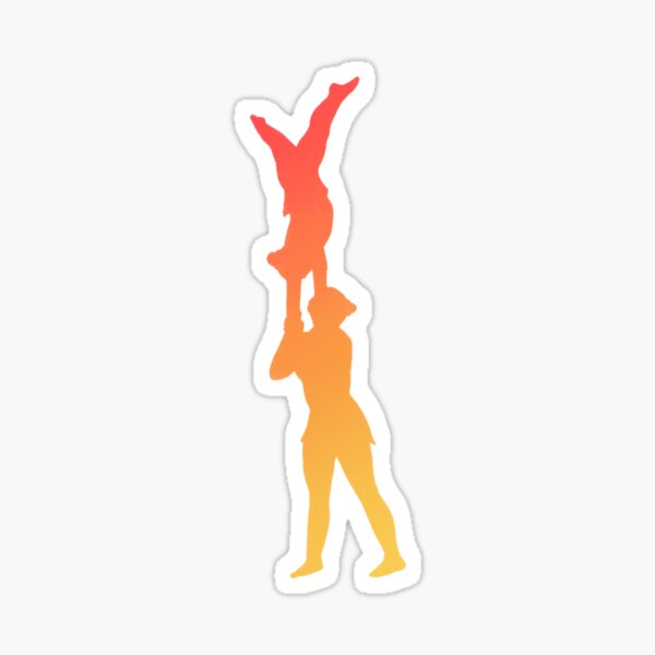 Un par de mujeres acrobáticas que van de la mano Pegatina