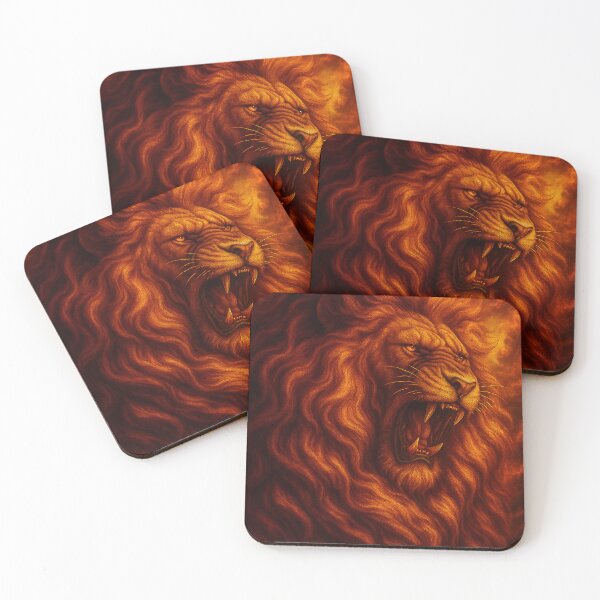Item preview, Majestic Roaring Lion – King of the Jungle in Flames designed and sold by Mytology Monsters.