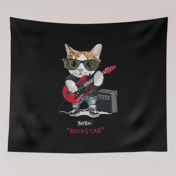 Item preview, Kitten with rock metal guitar designed and sold by Joncasmiart.