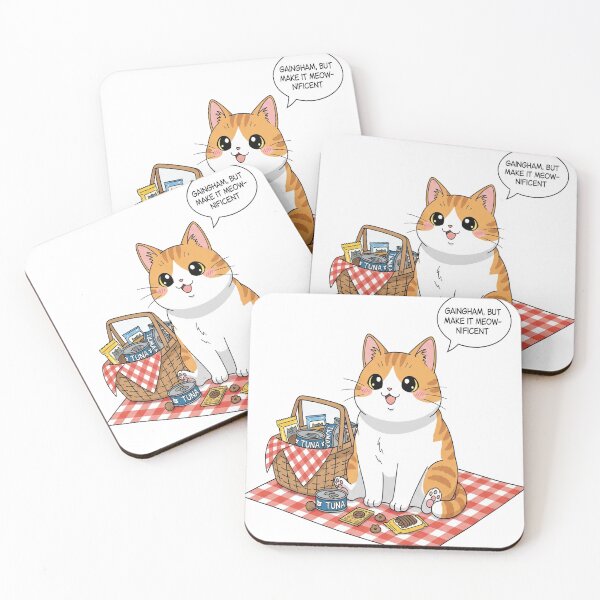 Item preview, Gingham Picnic Cat Cottagecore Aesthetic Kawaii Cat T-Shirt & Stickers designed and sold by Neko-Doodle-co.