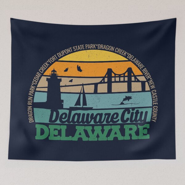 Item preview, Delaware City Delaware Retro Sunset Local Pride Logo  designed and sold by CRHPOD20.
